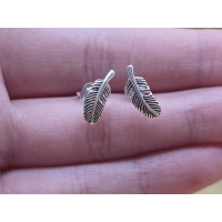 Echt zilveren oorbel stekers veertje 